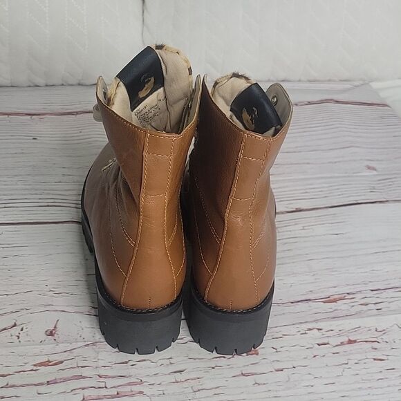 STEVE MADDEN Brown Leather Boots with Leopard Print Size 9 - Picture 6 of 10